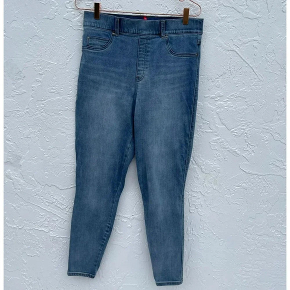 Spanx Womens Boston Style Denim Jeggings Acid Blue Sz Large - Picture 1 of 11